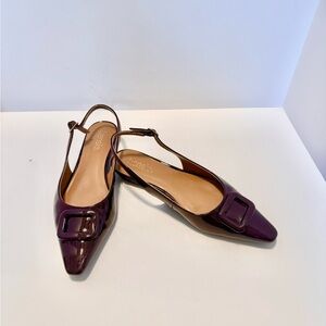 KENZIE POPPI WINE PATENT SLINGBACK SANDALS SHOES SIZE 9